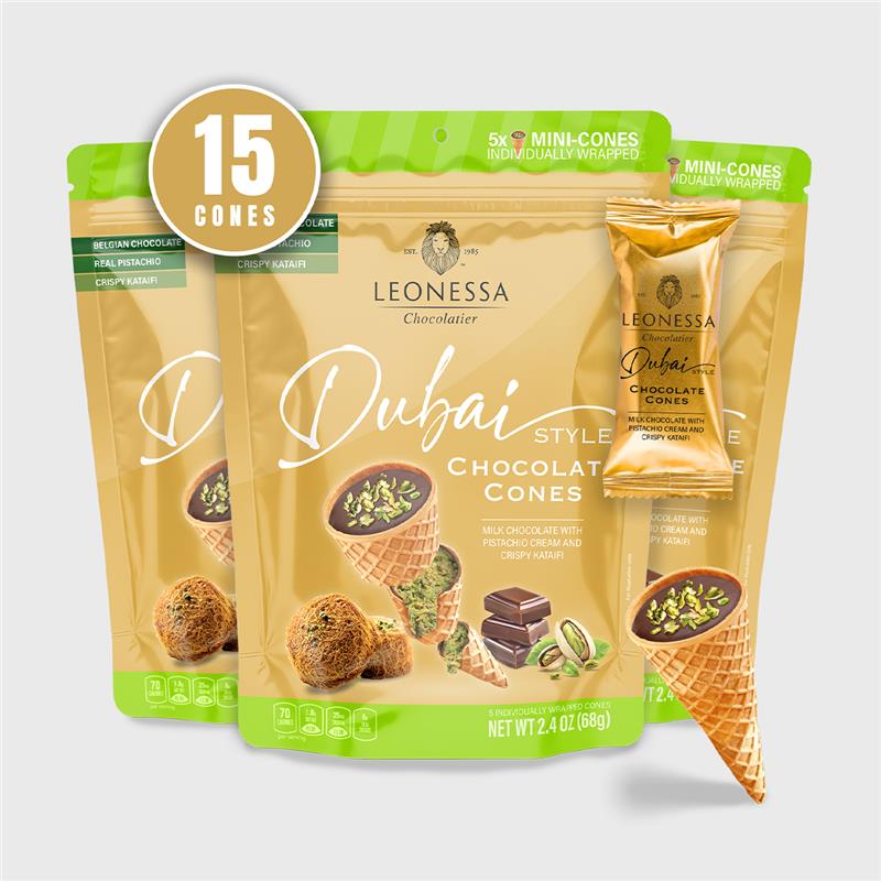 Dubai Chocolate Mini Cones 5 Count Pouch (Pack of 3)