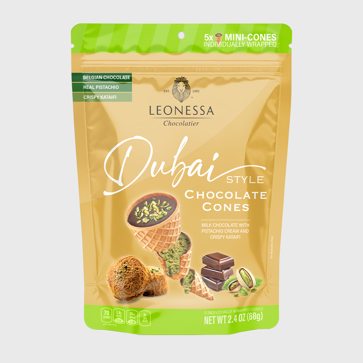 Dubai Chocolate Mini Cones 5 Count Pouch (Pack of 3)