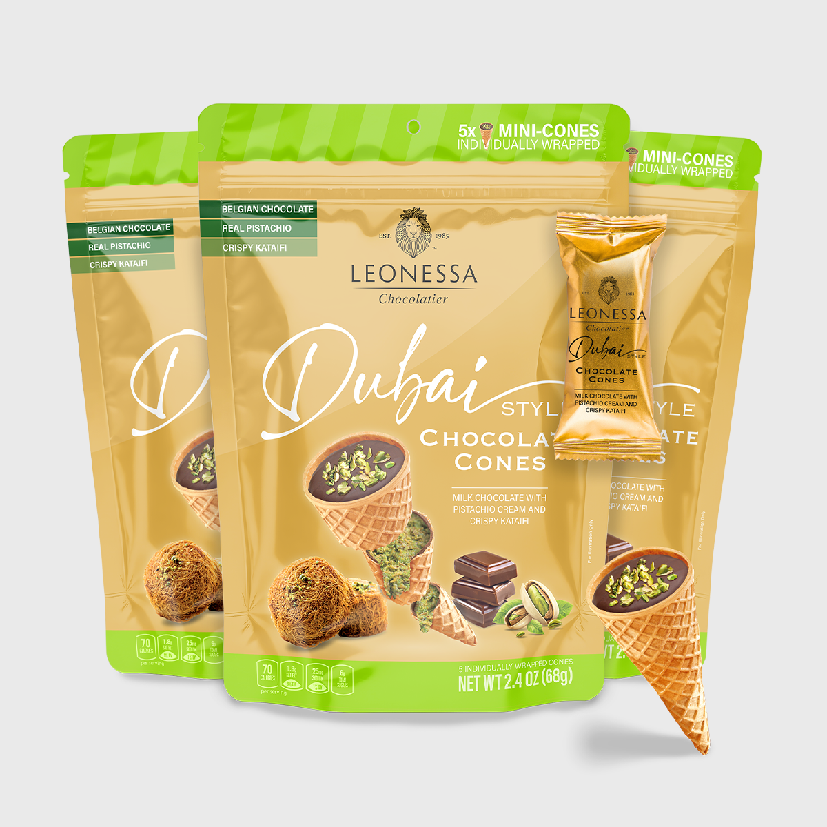 Dubai Chocolate Cones, 5 Count Bags | Pack of 3