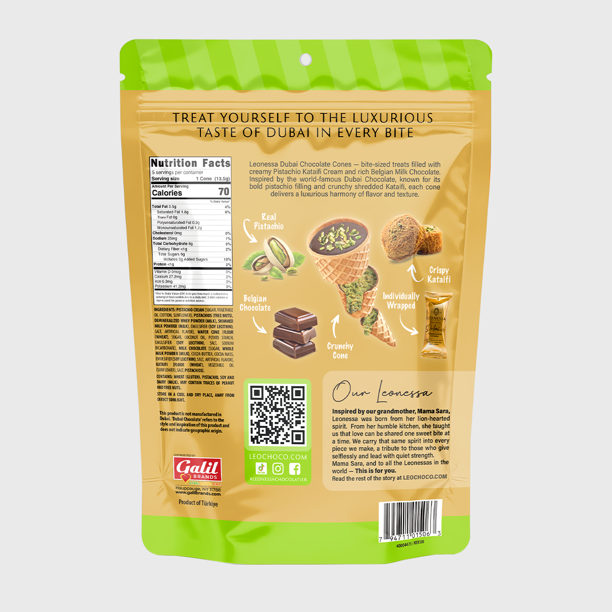 Dubai Chocolate Mini Cones 5 Count Pouch (Pack of 3)